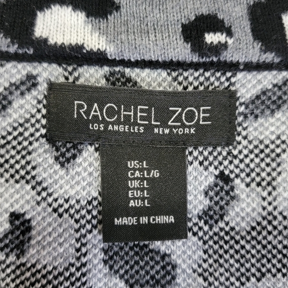 Rachel Zoe Black and Gray Leopard Print Blazer, Cotton Blend, Size L - Picture 4 of 8